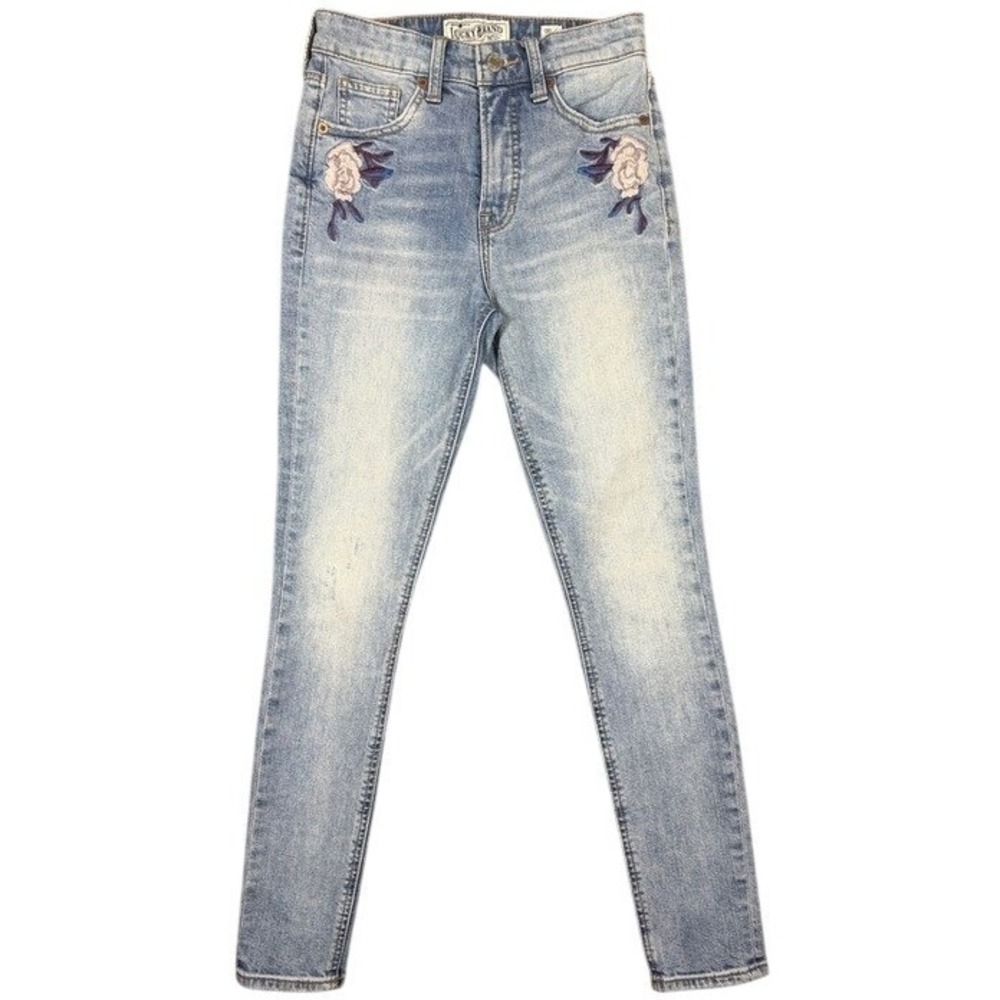 Lucky‎ Brand Bridgette Skinny Jeans Light Wash Floral Rose Embroidered 00/24